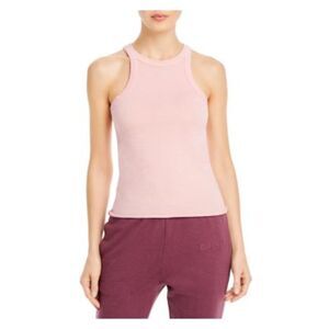 WSLY Womens Pink Ribbed Sleeveless Halter Tank Top M